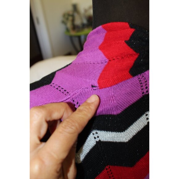 VTG Cache Chevron Blouse Size Medium Long Sleeves Top Zig Zag Y2K 90'S As Is - Picture 7 of 7